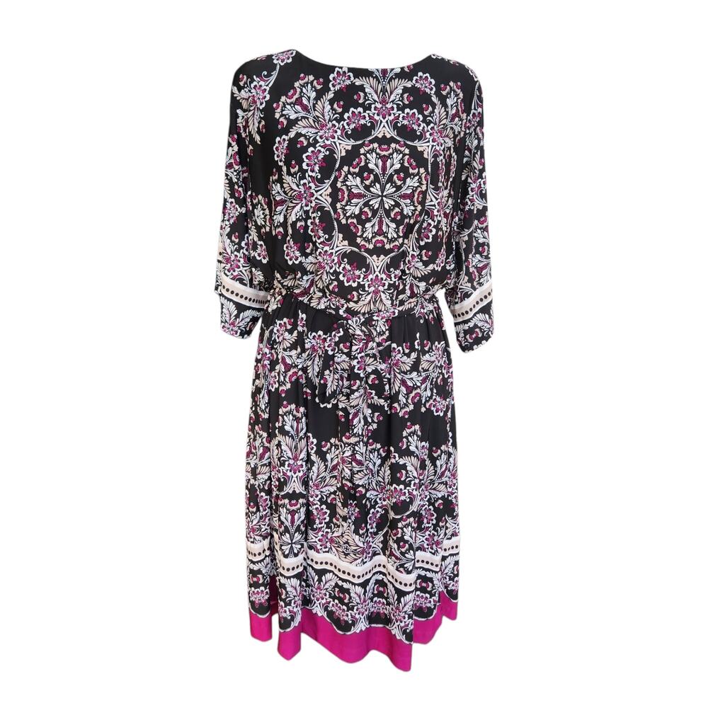 Studio One New York Size Medium Women's Dress Black & Plum Patterned